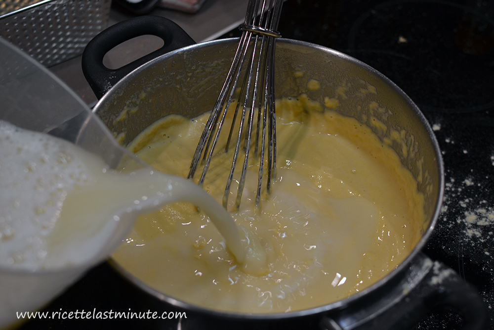 Water poured flush while the dough is mixed with the whisk