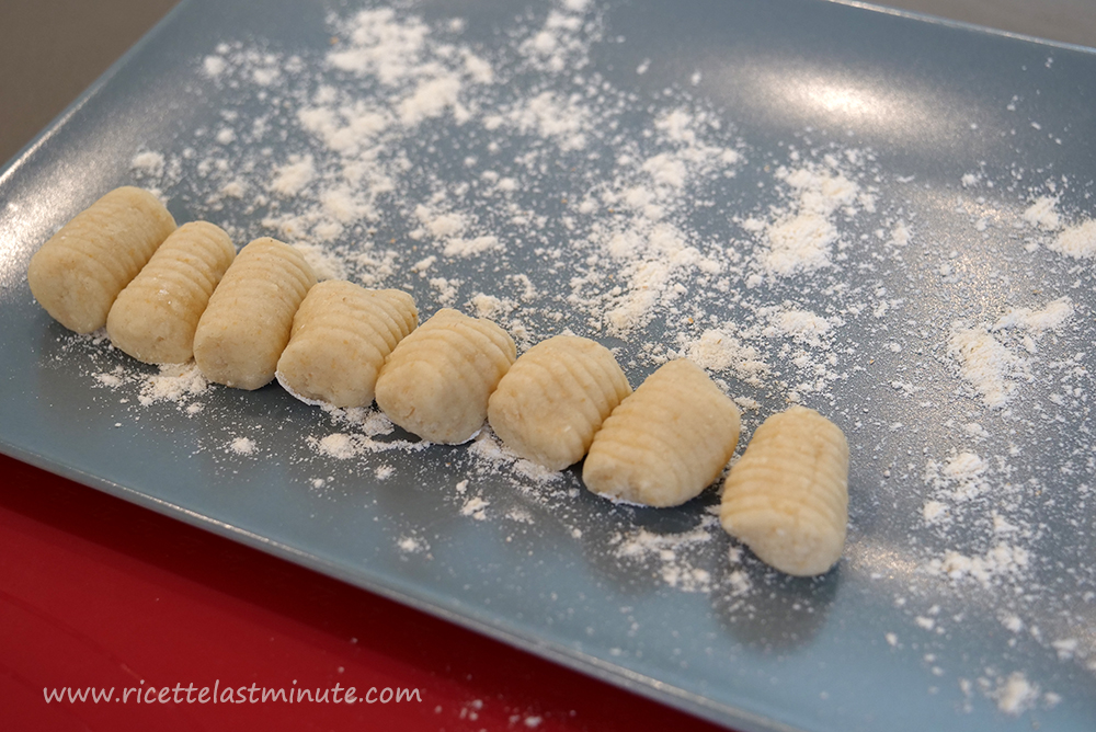 Freshly made gnocchi and put on the tray