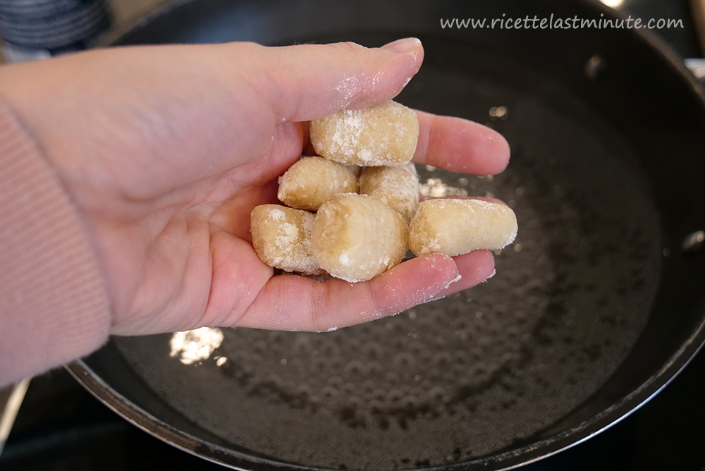 Gnocchi ready to be dipped into boiling water