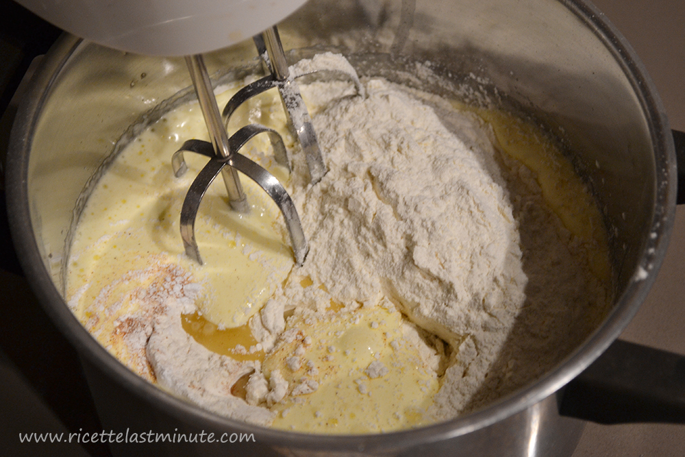 Addition to the flour, yeast, milk and oil