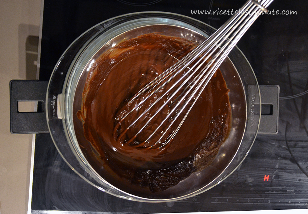 Chocolate and butter melt in the bain-marie