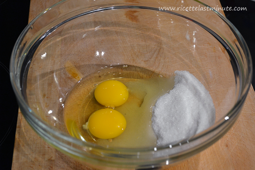 Eggs and sugar in bowl