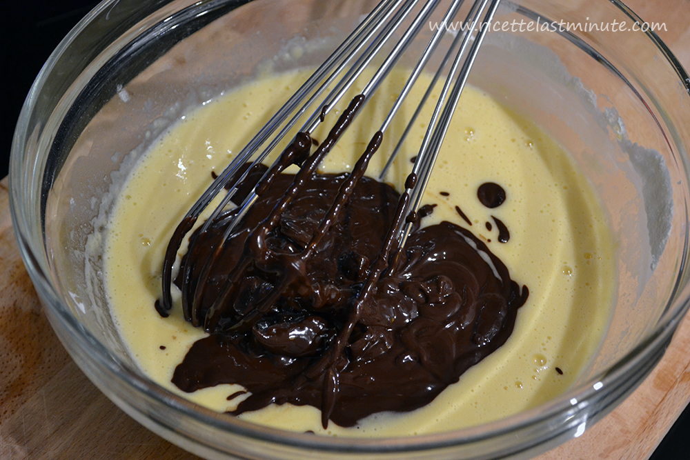 Dough and melted chocolate with butter