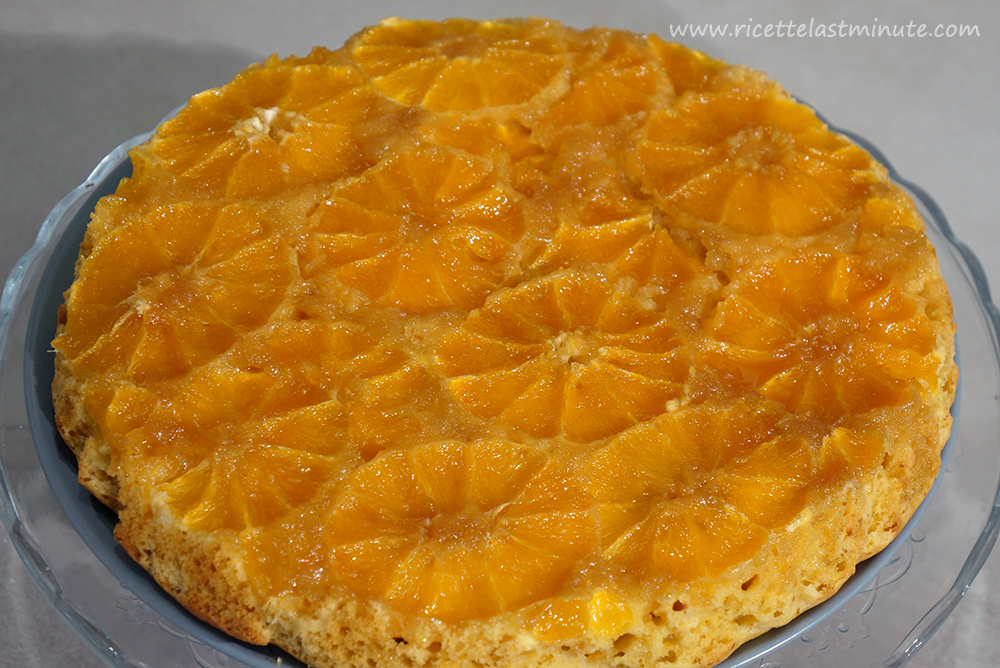 Orange pie cooked and turned upside-down