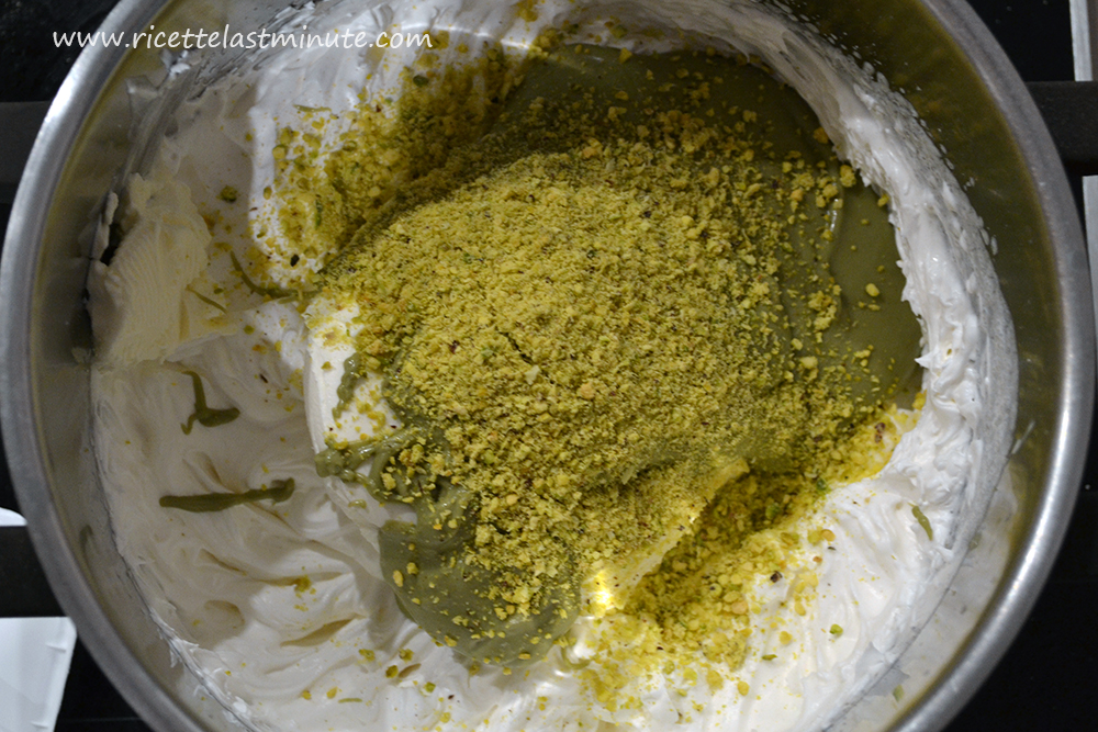 Compound ready to mix together with chopped pistachio