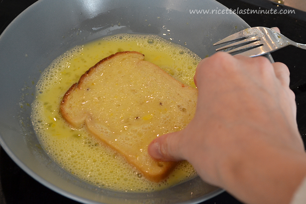 White bread dunked in a mix with egg and milk
