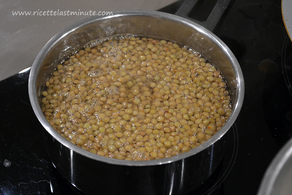 Lentils in a pot for stewing