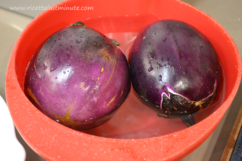 Eggplants washed in water and baking soda
